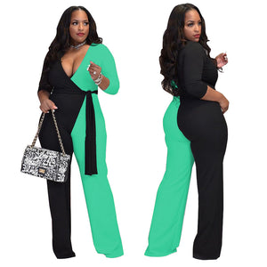 V-neck Double Stitching Wide Leg Jumpsuit（CL10811）