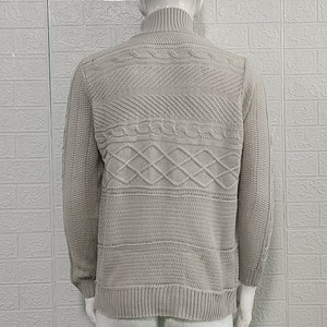 Men's Leather Ring Knitted Turtleneck Sweater (ML8233)