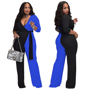 V-neck Double Stitching Wide Leg Jumpsuit（CL10811）