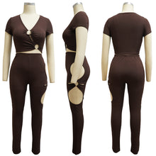 Load image into Gallery viewer, Women&#39;s Short Sleeve Blouse and Pants Two-Piece Suit (CL9872)
