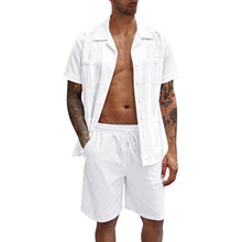 Load image into Gallery viewer, Linen Loose Short Sleeve Shorts Men&#39;s Suit (ML8243)
