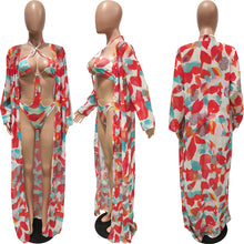 Load image into Gallery viewer, Summer Sexy Printed Steel Ring Chiffon Swimsuit (CL10256)
