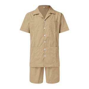 Linen Loose Short Sleeve Shorts Men's Suit (ML8243)