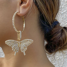 Load image into Gallery viewer, Diamond Circle Butterfly Earrings （A0145)
