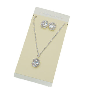 Bright Water Drop Zircon Rhinestone Necklace Eardrops Set (A0135)