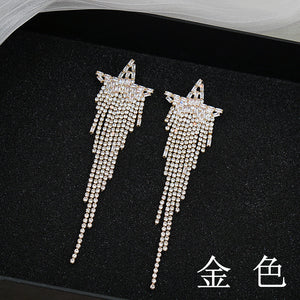 Splendid Diamond Zircon Tassel Long Earrings (A0134)