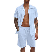 Load image into Gallery viewer, Linen Loose Short Sleeve Shorts Men&#39;s Suit (ML8243)
