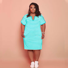 Load image into Gallery viewer, V-neck Striped Loose Dress（CL11520）
