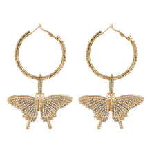 Load image into Gallery viewer, Diamond Circle Butterfly Earrings （A0145)
