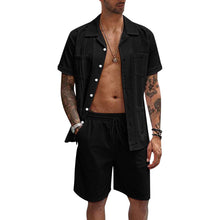 Load image into Gallery viewer, Linen Loose Short Sleeve Shorts Men&#39;s Suit (ML8243)
