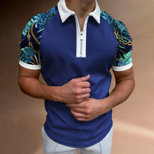 Load image into Gallery viewer, Zipper Color Matching Men&#39;s Sports Polo Shirt (ML8229)
