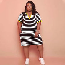 Load image into Gallery viewer, V-neck Striped Loose Dress（CL11520）
