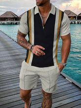 Load image into Gallery viewer, Casual Contrast Color Short Sleeve Suit （ML8214)
