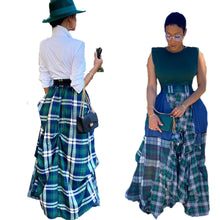 Load image into Gallery viewer, Loose Stitching Printing Plaid over Loose Dress (Cl10625)
