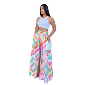 Loose Printed Wide-Leg Pants (CL10329)