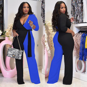 V-neck Double Stitching Wide Leg Jumpsuit（CL10811）