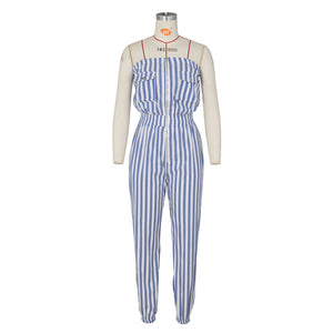 Striped Tube Top Jumpsuit （CL10281）