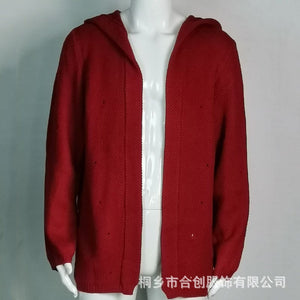 Wholesale cardigan solid color hooded turtleneck sweater coat（ML8200）