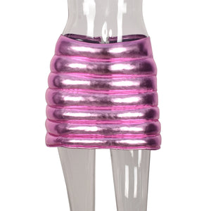 New Zipper Glossy Skirt （CL10243)）