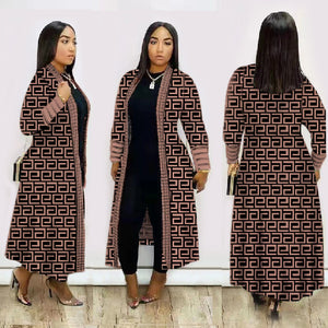 Printed Thickening Lip Leopard Print Nylon Long Coat（CL10981）