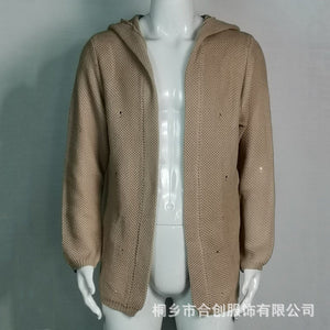 Wholesale cardigan solid color hooded turtleneck sweater coat（ML8200）