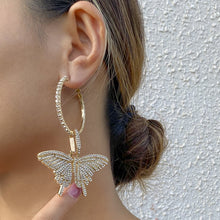 Load image into Gallery viewer, Diamond Circle Butterfly Earrings （A0145)
