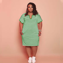 Load image into Gallery viewer, V-neck Striped Loose Dress（CL11520）
