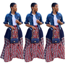 Load image into Gallery viewer, Loose Stitching Printing Plaid over Loose Dress (Cl10625)
