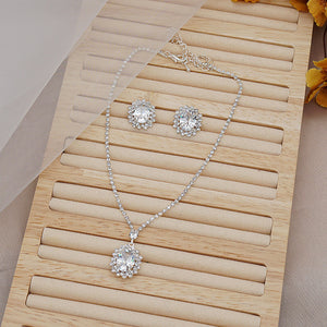 Bright Water Drop Zircon Rhinestone Necklace Eardrops Set (A0135)