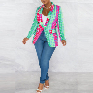 Slim-Fit Printed Top Suit Jacket(CL10985)