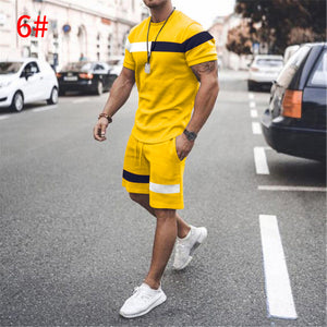 Trendy Sports Color Matching Short Sleeve Suit （ML8210）