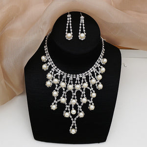 Pearl Necklace Two-Piece Earrings Set Pack （A0139）