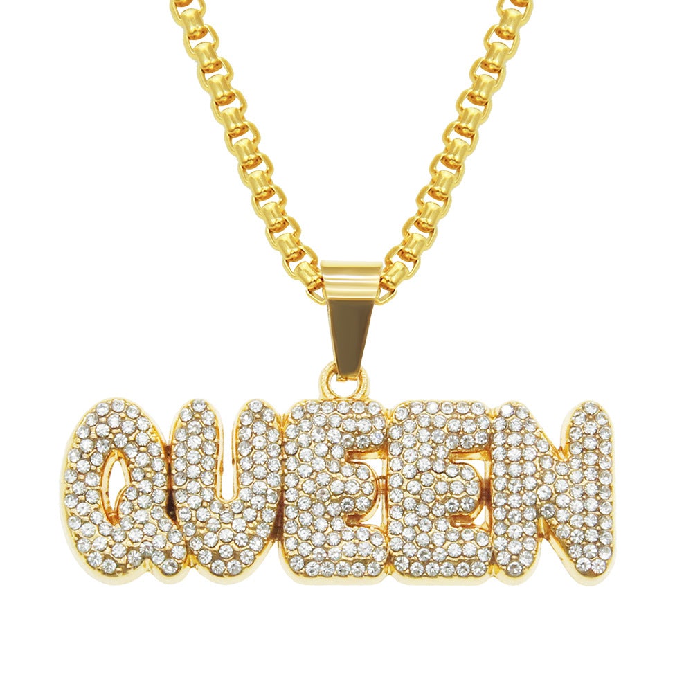 Wholesale full diamond pendant letter necklace（A0123）