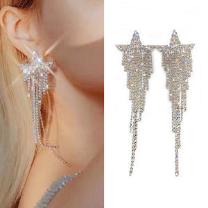 Splendid Diamond Zircon Tassel Long Earrings (A0134)