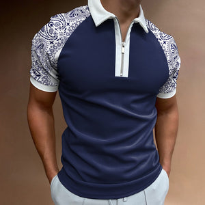 Zipper Color Matching Men's Sports Polo Shirt (ML8229)