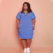 Load image into Gallery viewer, V-neck Striped Loose Dress（CL11520）
