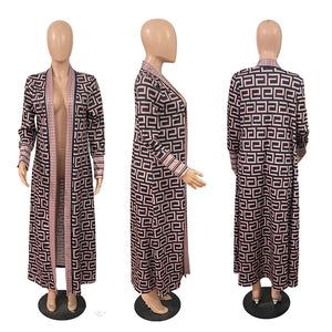 Printed Thickening Lip Leopard Print Nylon Long Coat（CL10981）