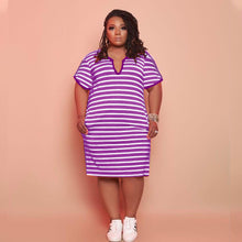 Load image into Gallery viewer, V-neck Striped Loose Dress（CL11520）
