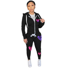 Load image into Gallery viewer, Zipper Printed Casual Hooded Sweater Set（CL11001）
