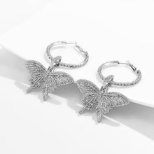 Load image into Gallery viewer, Diamond Circle Butterfly Earrings （A0145)
