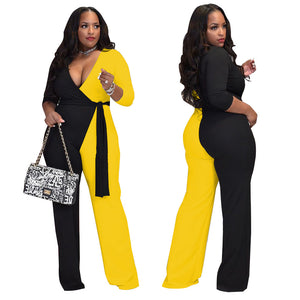 V-neck Double Stitching Wide Leg Jumpsuit（CL10811）