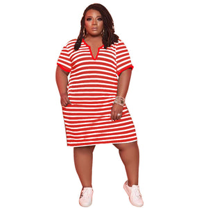 V-neck Striped Loose Dress（CL11520）