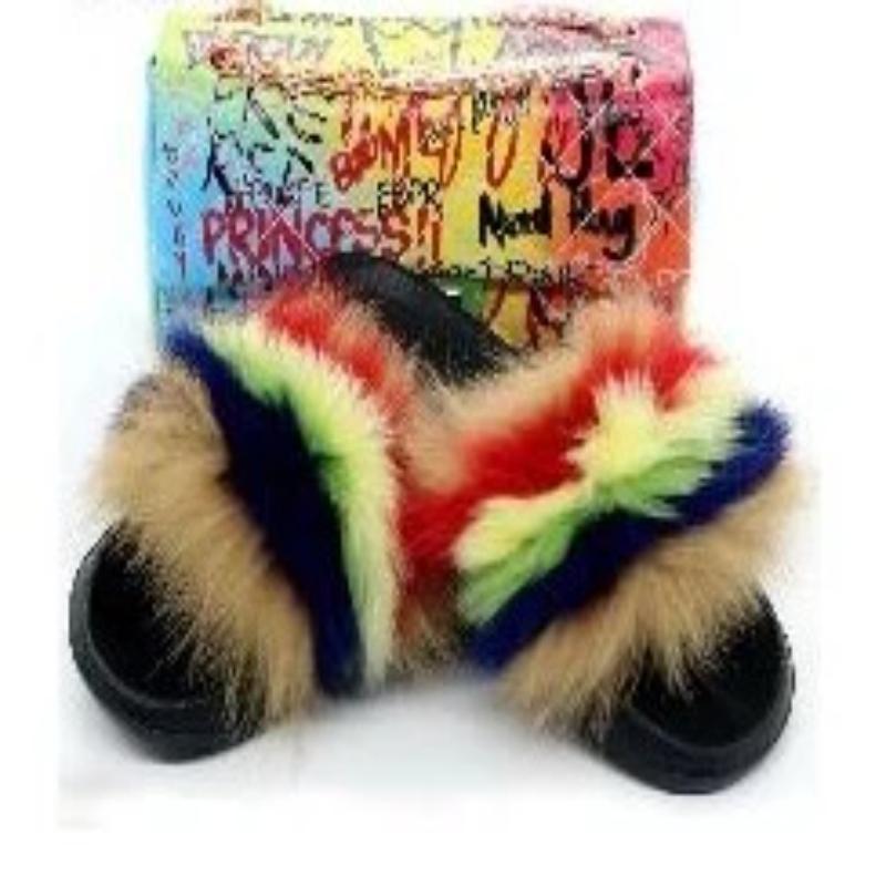 Graffiti bag and fur slide set(SE8012)