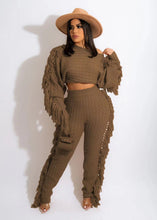 Load image into Gallery viewer, Wholesale leisure solid color knitted long sleeve tassel suit（CL9531）
