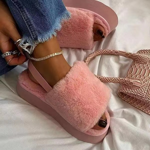 Wholesale medium heeled woolen shoes large women's slippers（SL8316）