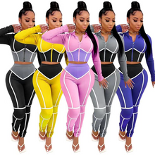 Load image into Gallery viewer, Wholesale fashion yoga clothes contrast color tight two-piece sports suit 2PC（CL9465）
