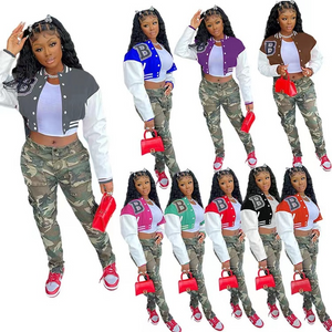 Wholesale fashion printed solid color Baseball Jacket（CL9520）