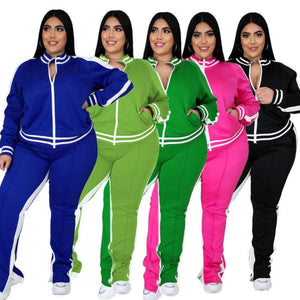 Wholesale women's plus size contrast color sports suit（CL8321）
