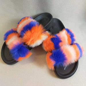 Wholesale women's faux fur slippers （SL8117)