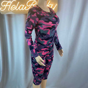 Wholesale long sleeve sexy package hip camouflage Jumpsuit（CL9170）